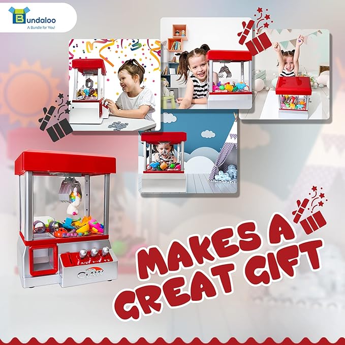 Claw Machine Arcade Game with Sound, Cool Fun Mini Candy Grabber Prize Dispenser Vending Toy for Kids, Boys & Girls