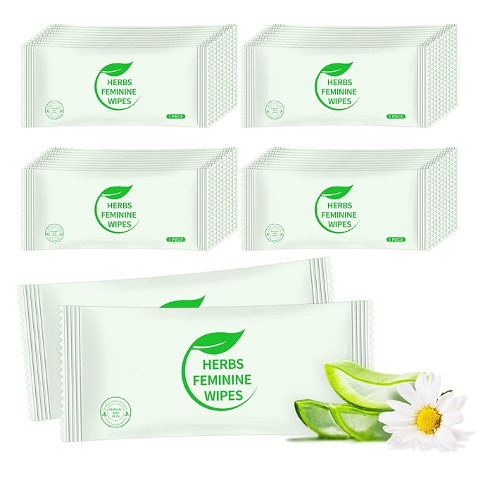 Feminine Hygiene Wipes Individually Wrapped,50 Pcs Intimate Wipes | Alcohol Free,Ph Balanced,Plant Extracts,Travel Work Essential Feminine Care,for Women to Give Friends Homeless