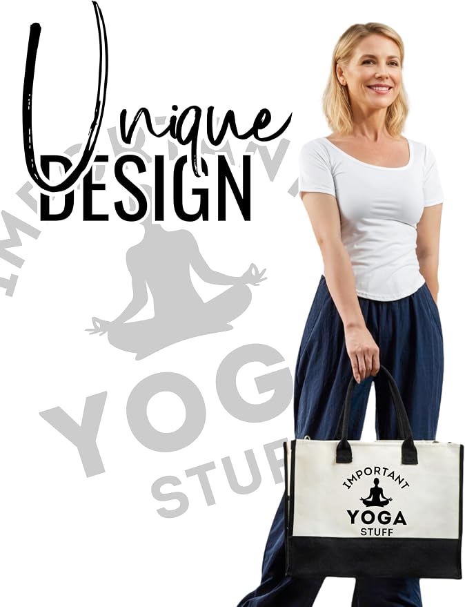 InnoBeta Yoga Gifts for Women, Yoga Instructor Gifts Tote Bag for Yoga Teacher with Top Zipper Closure and Shoulder Strap
