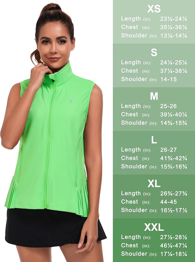 Little Donkey Andy Women's Golf Vest Outerwear | Pleated Hem Sleeveless Athletic Jacket for Running Yoga Tennis