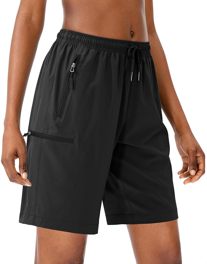 SANTINY Women's 5''/ 7''/9'' Hiking Cargo Shorts Quick Dry Lightweight Summer Shorts for Women Athletic Golf Zipper Pockets