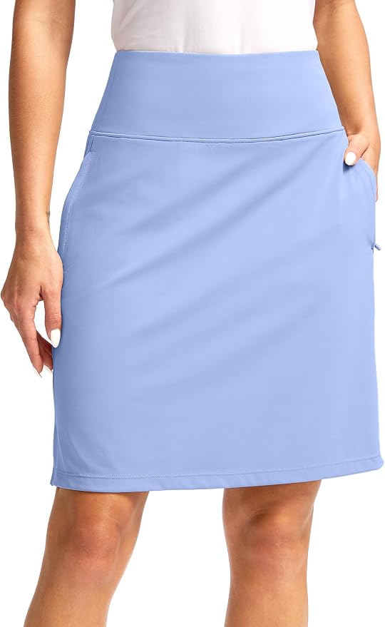 G Gradual 20" Skorts with Pockets Knee Length Golf Skirt | Built in Soft Shorts, High Waisted, Tummy Control, Breathable, Long Skorts for Athletic, Tennis, Dressy, Casual, Summer