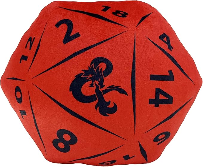 Northwest Dungeons & Dragons D20 Die Cloud Pillow 12" – RPG Plush Stuffed Toy, Geeky Room Decor for Kids & Adults, Gift for D&D Fans