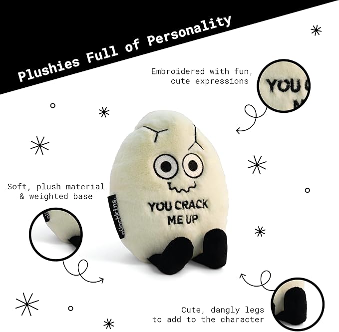 Egg Plushie - You Crack Me Up Funny Egg Plush, Cute Food Plushie Gift for Kids