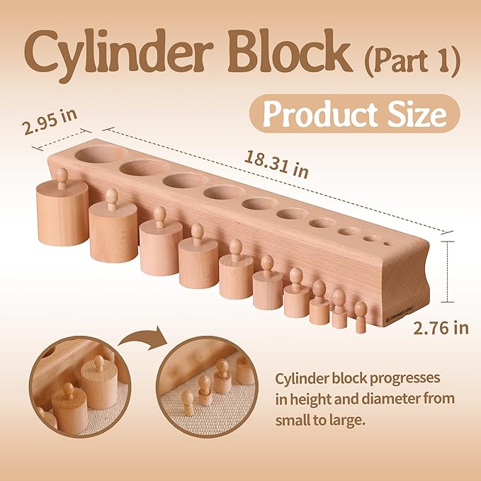 MONTESSORI OUTLET Cylinder Block (Part 1) for Children Aged 3-6: Montessori Education at School and Home