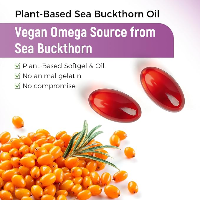 Vaginal Moisture Oral Soft Gel Capsules for Dryness & Moisture, Organic Sea Buckthorn Oil Capsules Nourishing Wetness & Hydration, USDA-Certified Women Sea Buckthorn Vaginal Moisturizer Omega 3-6-7-9