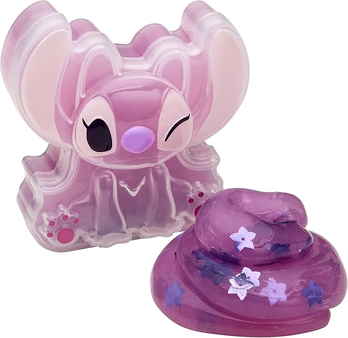 Disney Angel Stitch Premium Pre-Made Slime, 8 oz Glossy, Stretchy, Super Soft, Pink Slime, Stitch Shaped Confetti Add-Ins, Great 6 Year Old Toys