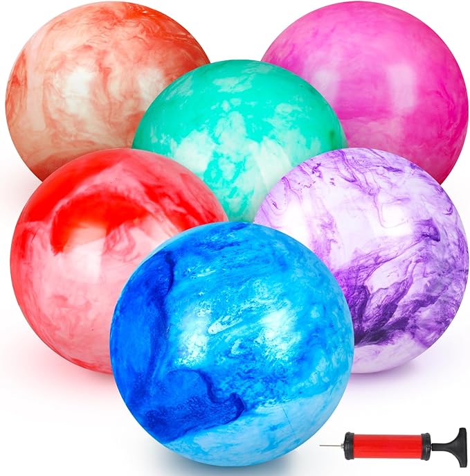 FUTUREPLUSX 6PCS Inflatable Playground Balls, 8.7 Inches Kickball Dodge Ball with Pump, for Kids Indoor and Outdoor Play, Party Favors
