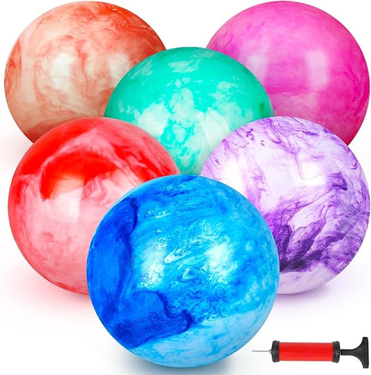 FUTUREPLUSX 6PCS Inflatable Playground Balls, 8.7 Inches Kickball Dodge Ball with Pump, for Kids Indoor and Outdoor Play, Party Favors