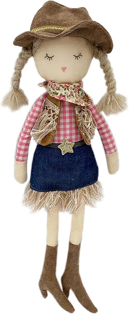 MON AMI Clementine The Cowgirl Doll – 15”, Soft & Elegant Plush Stuffed Doll, Use as Toy or Room Decor, for Kids of All Ages