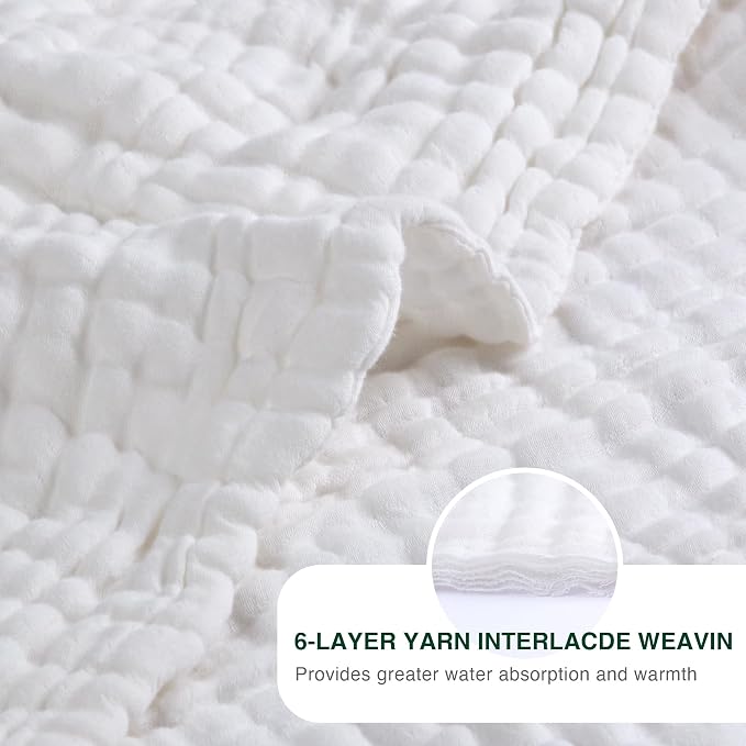 Love's cabin 100% Cotton Muslin Blanket, 6 Layer Lightweight Breathable Gauze Twin Size Blanket 60 x 80 Inches, Soft Summer Blanket for Bed or Couch, White