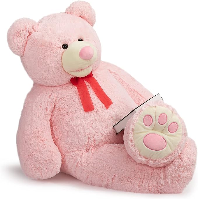 HollyHOME 5ft Giant Teddy Bear Stuffed Animal Huge Teddy Bear Plush with Big Footprints Valentines Gift 5 Feet Pink