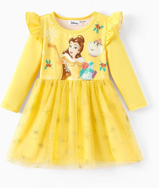 Disney Princess Frozen Minnie Mouse Dress Girls Sparkle Ruffle Tulle Tutu Birthday Party Fall Outfits Clothes Baby to Toddler