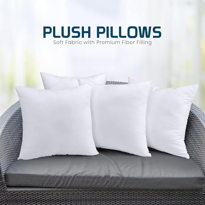 Utopia Bedding Throw Pillows (Set of 4, White) – 20 x 20 Inches Down Alternative Pillows for Bed, Sofa, and Couch - Fluffy Decorative Stuffer Pillow for Indoors & Outdoors | Down alternative pillow insert with plush fluffy fill for beds sofas couches a...