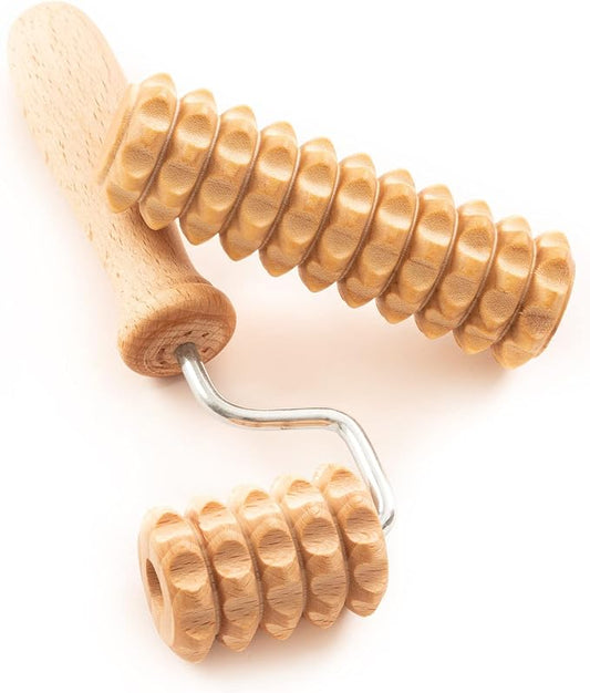 tuuli Body and Face Roller, Multi-Functional Wooden Massage Roller, Helps Ease Muscle Tension and Support Skin Health, Natural Face Massage Tools, Set of 2 (2 piece set A)