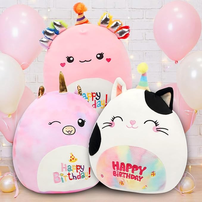 12” Birthday Unicorn Happy Birthday Plush Pillow Soft Stuffed Animal Cute Unicorn Plush Toy Gifts for Kids