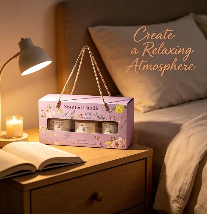 Scented Candles for Women, 8.5oz(3x80g),Soy Wax Aromatherapy Candles | For Flowerlovers, Girls Birthday, Graduation Party, Home decor, Birthday Gift for Mothers, Thanks Gifts for Teachers