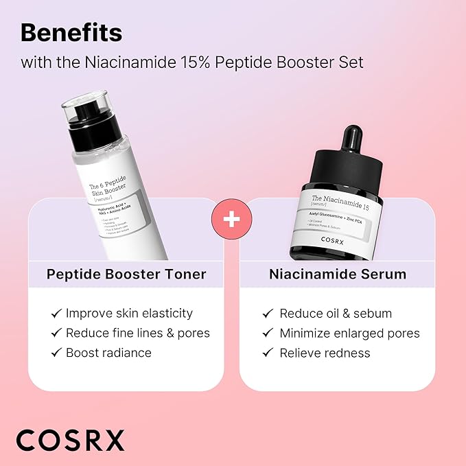 COSRX Niacinamide 15% Peptide Booster Set + 2% Alpha Arbutin Discoloration Care Serum