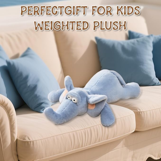 18 Inch Blue Elephant Stuffed Animals, Funny Stuffed Elephant Plush, Soft & Cute Plush Toys Gifts for Kids, Boys, Girls, Children, Birthday, Christmas