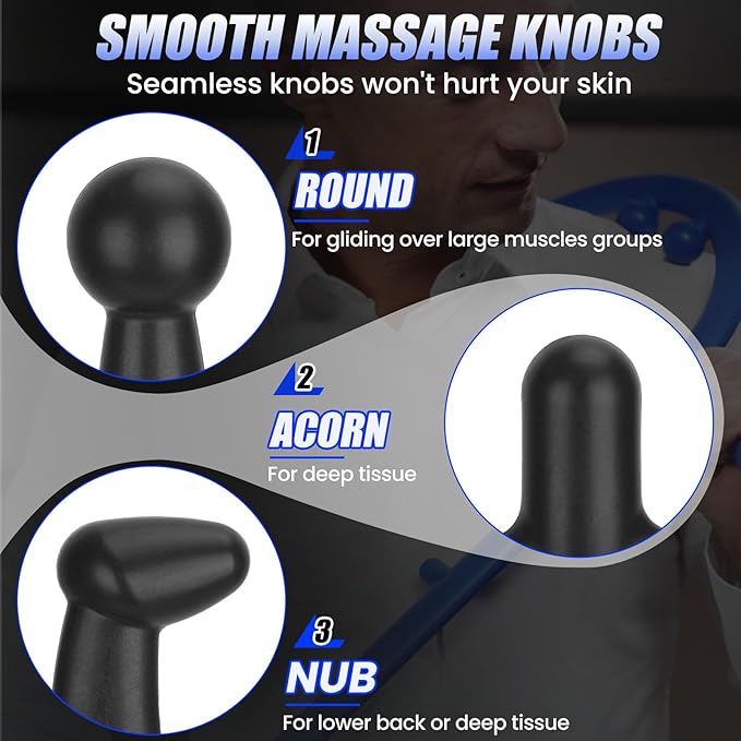 Trigger Point Massage Cane for Back Neck Shoulder and Full Body Deep Tissue Massage Hook for Muscle Knots, Ergonomic Self Massage Tool for Hard-to-Reach Areas, Lightweight Portable, FSA-HSA Eligible