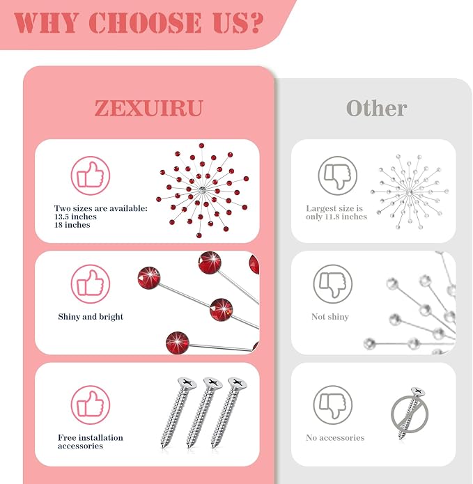 ZEXUIRU 3 Set Silver Starburst Wall Art for Home Decor Metal Bling Crystal Rhinestones Sunburst Wall Decor Sparkling Rhinestone Art Accent Silver - 13in