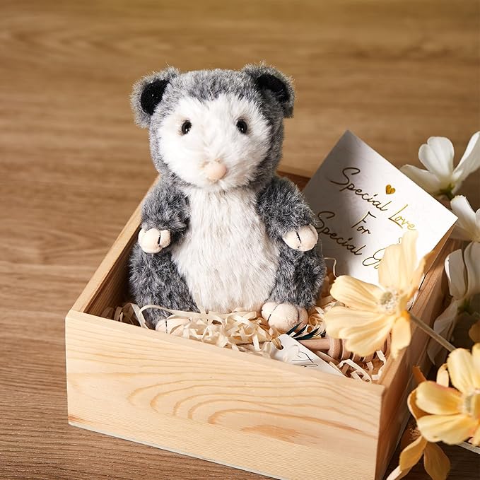 Shappy Possum Stuffed Animal Opossum Plush Cuddle Realistic Possum Plushies Cute Soft Toy Birthday Gifts for Kids Women Men Funny Operation Christmas Items Adorable Gag Gift, 5.5 Inches