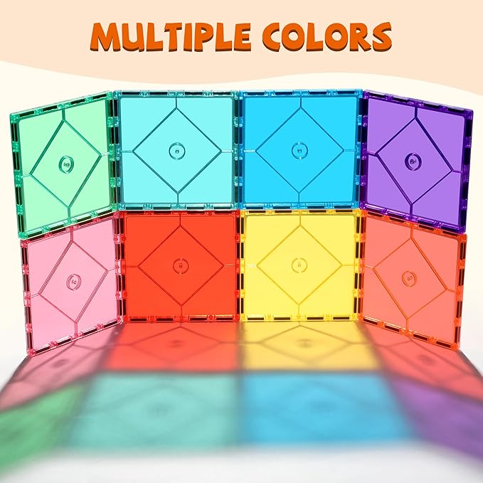 8 Piece Large Square Shape Magnetic Tiles Kids Toys, Magnetic Building Blocks STEM Magnet Building Set Preschool Learning Magnet for Kids Ages 3-5 4-8, Sensory Montessori Toys for 3+ Boys and Girls