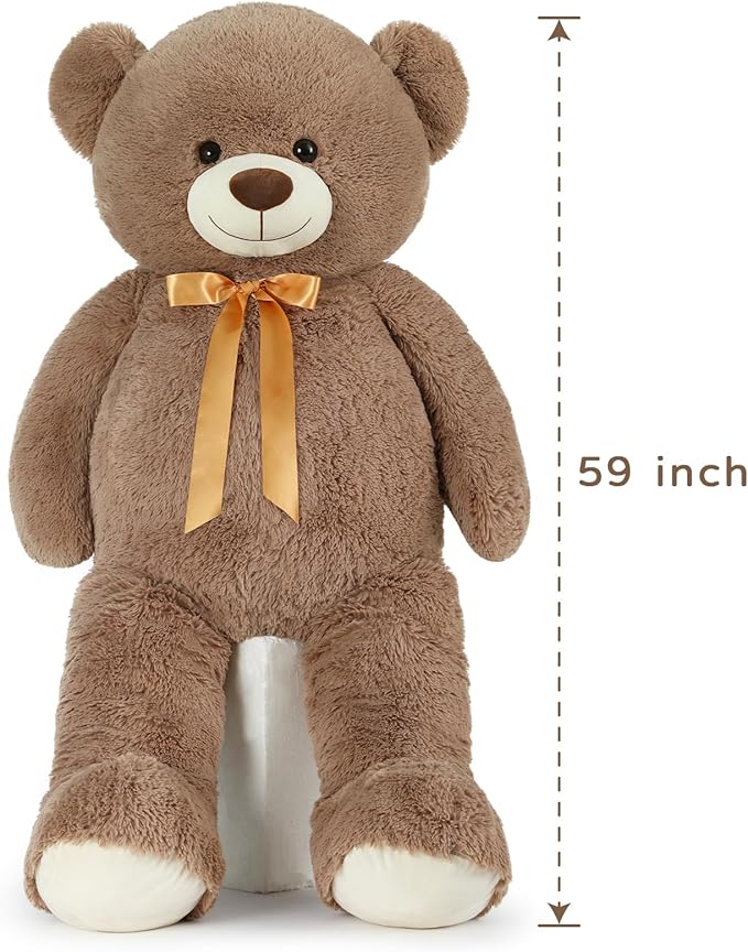 Tezituor 5ft Big Teddy Bear,Giant Brown Stuffed Animal 59 Inches,Life Size Teddy Bears for Girlfriend or Kids,Soft Bear for Valentines Day,Chrismas,Birthday Baby Shower