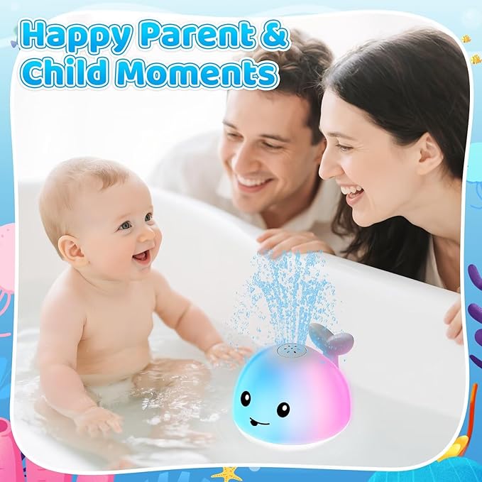 Baby Bath Toys for Kids Ages 1-3 & Babies 6-12 Months, Light Up Whale Sprinkler Water Toys for Infant Toddlers 1 2 3 Year Old Boys Girls Valentines Birthday Gifts Newborn Essentials