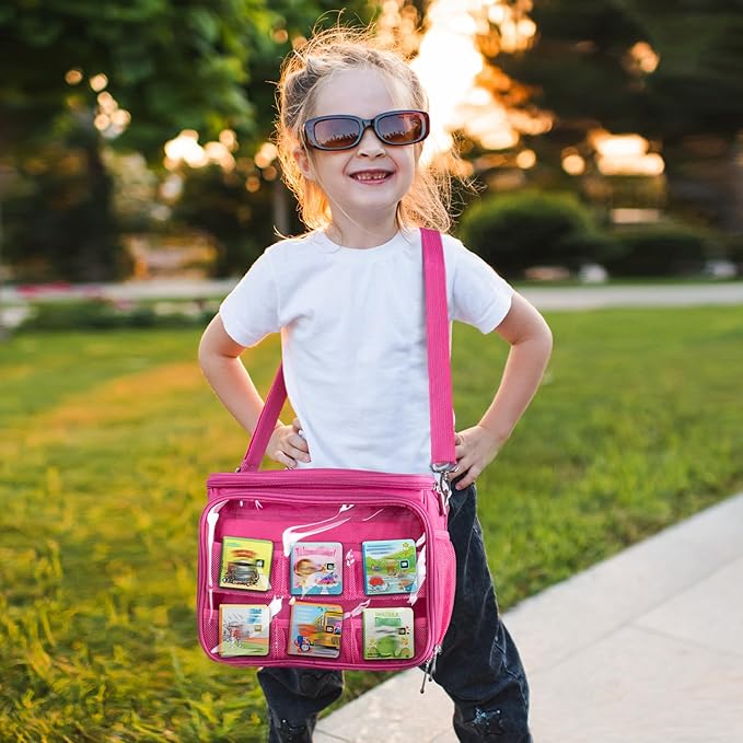 Carrying Case Compatible with Little Tikes Story Dream Machine Books Starter Set, Kids Toys Protective Bag with Handle and Shoulder Strap for Storytime, Little Character Collection(Pink)
