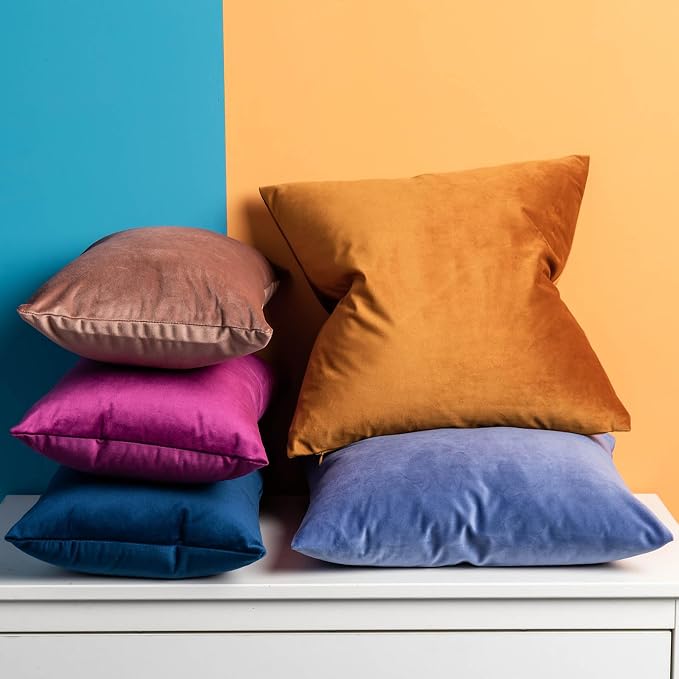 20x20 Throw Pillow Covers Set of 2 Decorative Velvet Cushion Covers,Navy | Soft Pillow Cases with Invisible Zipper for Modern Couch Sofa Bed Living Room Bedroom Home Decor