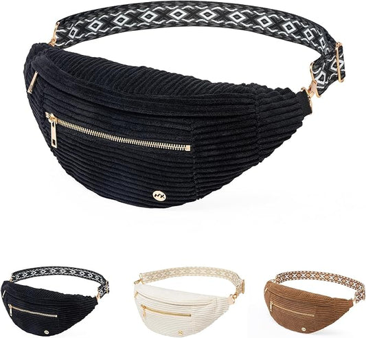 MAXTOP Large Crossbody Fanny Pack with 4-Zipper Pockets,Gifts for Enjoy Sports Festival Workout Traveling Running Casual Hands-Free Wallets Waist Pack Phone Bag Carrying All Phones