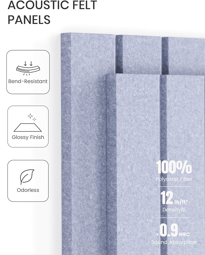 Fluxynara 36" x 24" Large Felt Bulletin Board, Soft Periwinkle | 6 Pack Cork Board Alternative with 30 Safe Adhesive Tabs, Pin Boards for Wall Decor, Home, Office, Classroom,Dorm