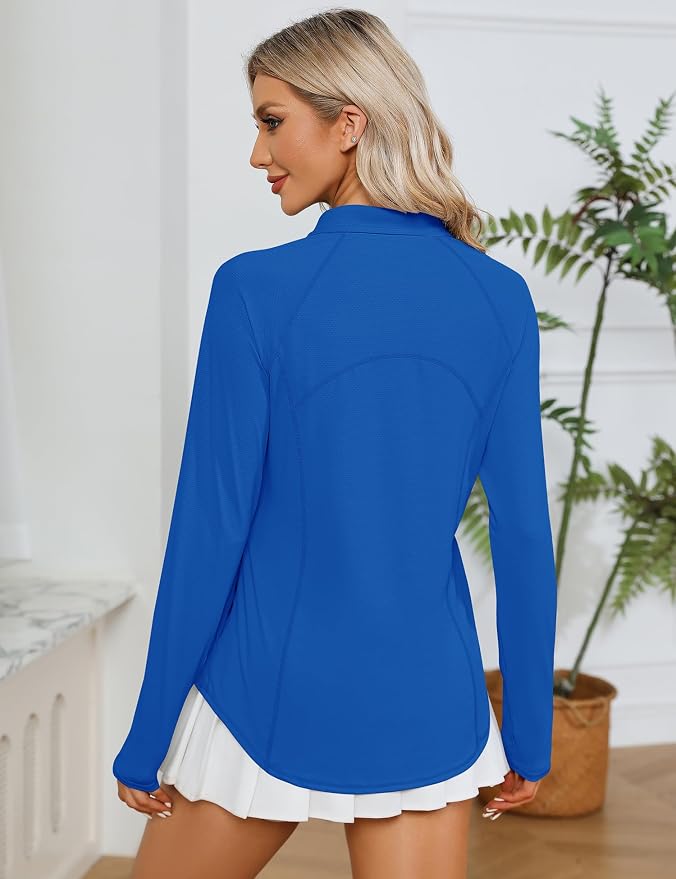 LOMON Women Long Sleeve Shirts Sun Protection 1/4 Zip Summer Quick Dry Hiking Shirts Quarter Zip Pullover for Women