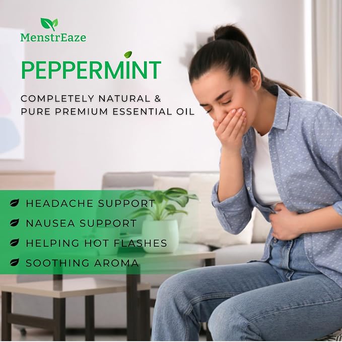 Premium Peppermint Essential Oil Roll On (Pack of 2), 100% Pure & Natural, Mentha Piperita, Headache & Migraine Relief, Refreshing and Calming, Nausea Relief, 2 x 10ml