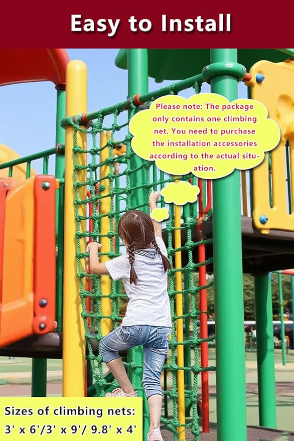 Heavy-Duty Climbing Net for Kids & Adults 600lb Capacity, (3ft-6ft), Premium Polyester Rope with 0.47" Thickness Safety Net for Playgrounds, Balconies