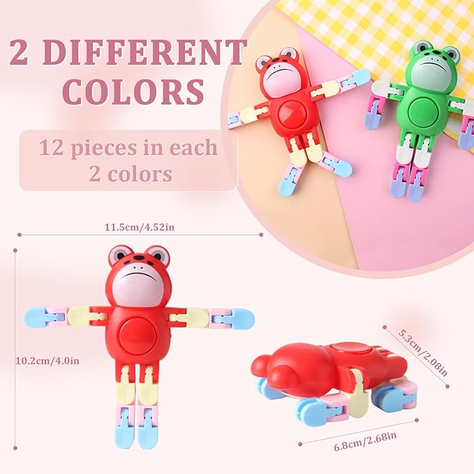 Robot Frogs Fidget Spinners Toys Transformable Fingertip Gyro Chain Toy Deformable DIY Stress Relief Fidget Toy for Adults for Kids Goodie Bag Birthday School Prizes Gift (Frogs)