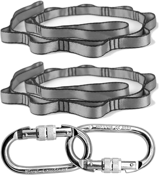 PRIOR FITNESS Yoga Straps Aerial Hammock Accessory Set, 2pcs Carabiner + 2pcs Daisy Chain r, Aerial Silk Hardware with Carabiner Daisy Chain for Yoga Swing Pilates