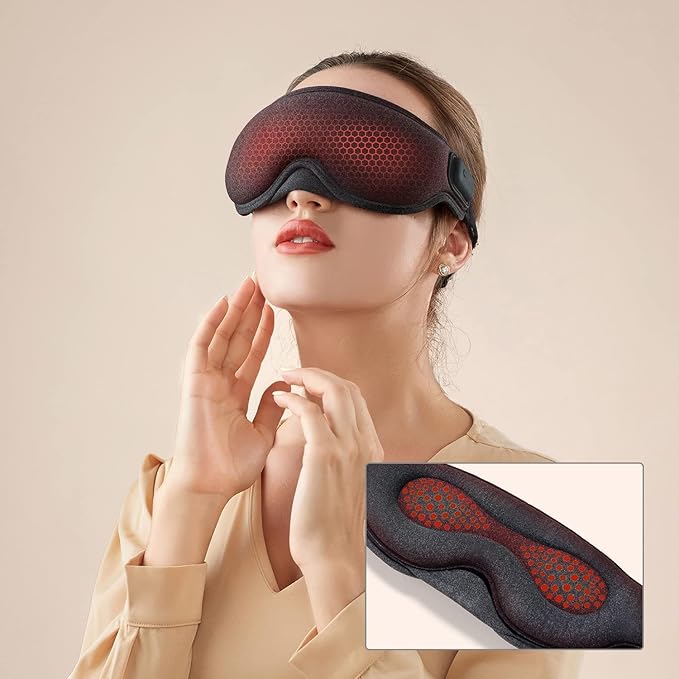 Cordless Heated Eye Mask, Dry Eye Mask, Type-C Eye Heating Pad, Portable Eye Warm Compress with 720mAh Battery Relieve for Dry Eyes, Stye