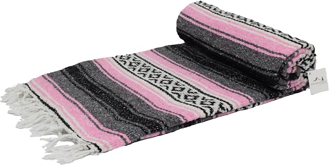Open Road Goods Bulk Falsa Blankets - Handwoven Authentic Mexican Falsa - Great for Weddings, Yoga, Beach, Picnics, or Mexican Throw! (Pink, 7 Pack)