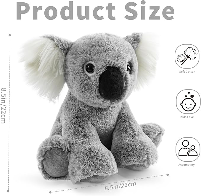 Koala Stuffed Animal Toys, 8.5 Inch Soft and Cuddly Koala Plush Animals Toy, Cute and Realistic Stuffed Animals Gifts for Boys and Girls Soft Toy for Kids