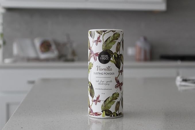 Herb & Root Talc Free Body Dusting Powders. Rose, Vanila, Sandalwood, Lavender, Jasmine, and Gift Sets (Full Size, Vanilla)