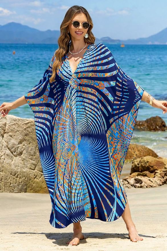 Mumu Dresses for Women Plus Size, Bohemian Kaftan Beach Cover Up Long Maxi Nightgown Soft Loungewear