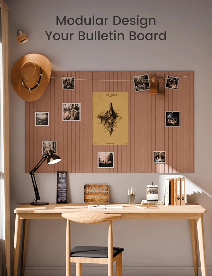 Fluxynara 48" x 36" Large Felt Bulletin Board, Terracotta | 12 Pack Cork Board Alternative with 60 Safe Adhesive Tabs, Pin Boards for Wall Decor, Home, Office, Classroom,Dorm