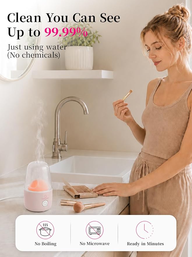 ROSA RUGOSA Menstrual Cup Sterilizer Fits Menstrual Cups and Disc, See-Through Design, Includes Measuring Cup, Auto Shut Off, for Home, Dorm and Travel