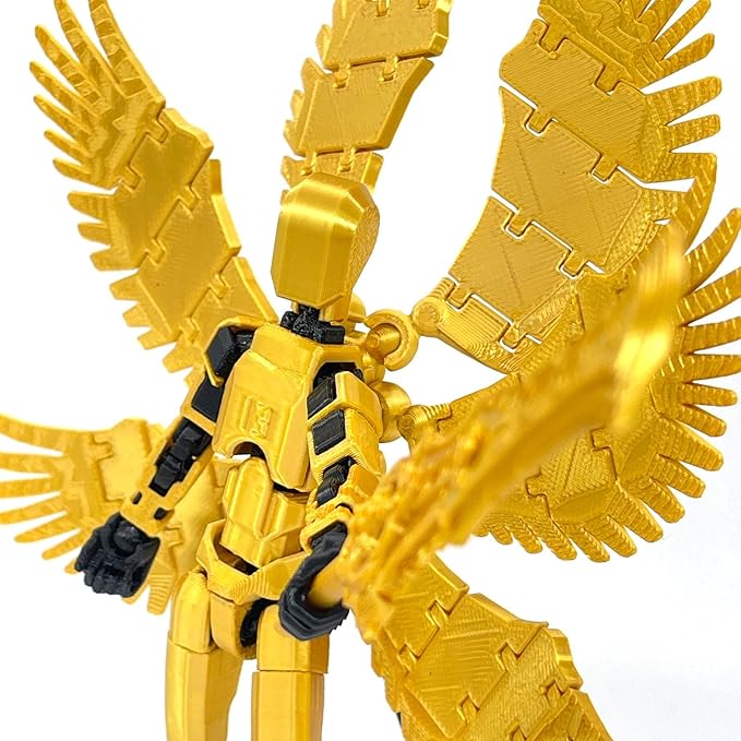 (Assembly Completed) 3D Printed T13 Titan 13 Action Figure 5.54-inch Dummy Lucky 13 Action Figure with 9 Types of Weapons and 5 Types of Hands, (Golden)