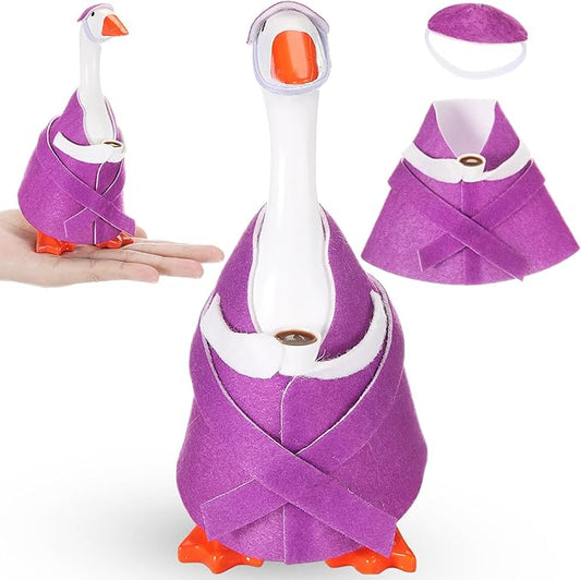Soulchen 7" Desk Goose Tired Granny Mamma Robe Self Care Outfit Mini Tired Granny Mamma Robe Desk Geese Outfit Goose Cloth Cute Costume for 7 Inch Geese Figurine Desktop Home Decoration(Purple)