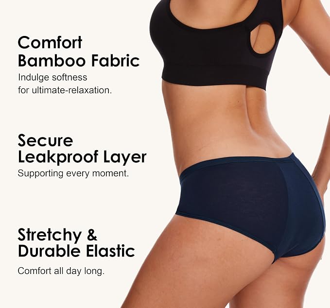 YESWEL Period Underwear For Women, Leakproof Hipster, Brief, Heavy Flow, 3 Pack