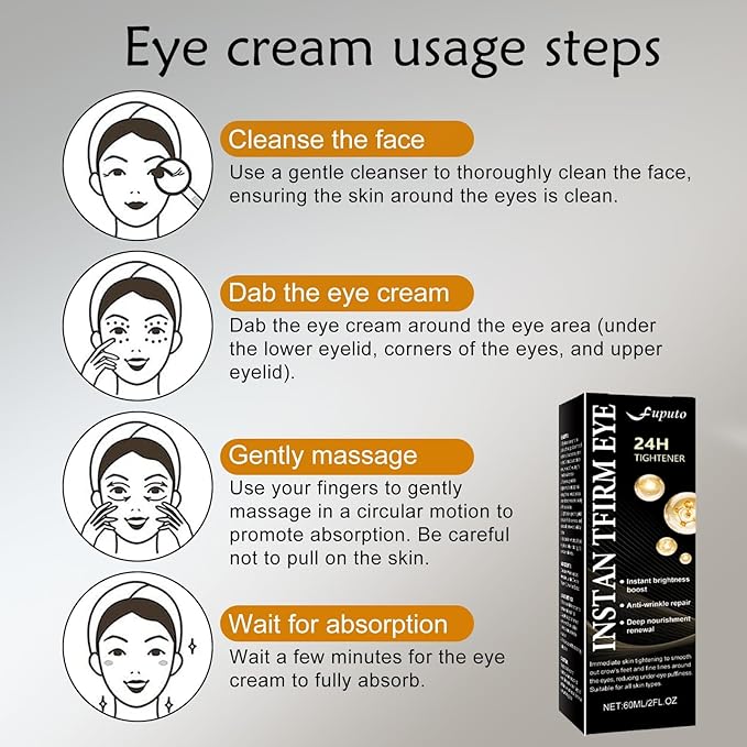 Instant Eye Tightener Cream, 60ML Instant Firm Temporary Eye Tightener for Reduces Dark Circles, Puffiness, Fine Lines, Upgraded Formula for Women, Fast-Absorbing & Moisture Lock（1Pcs