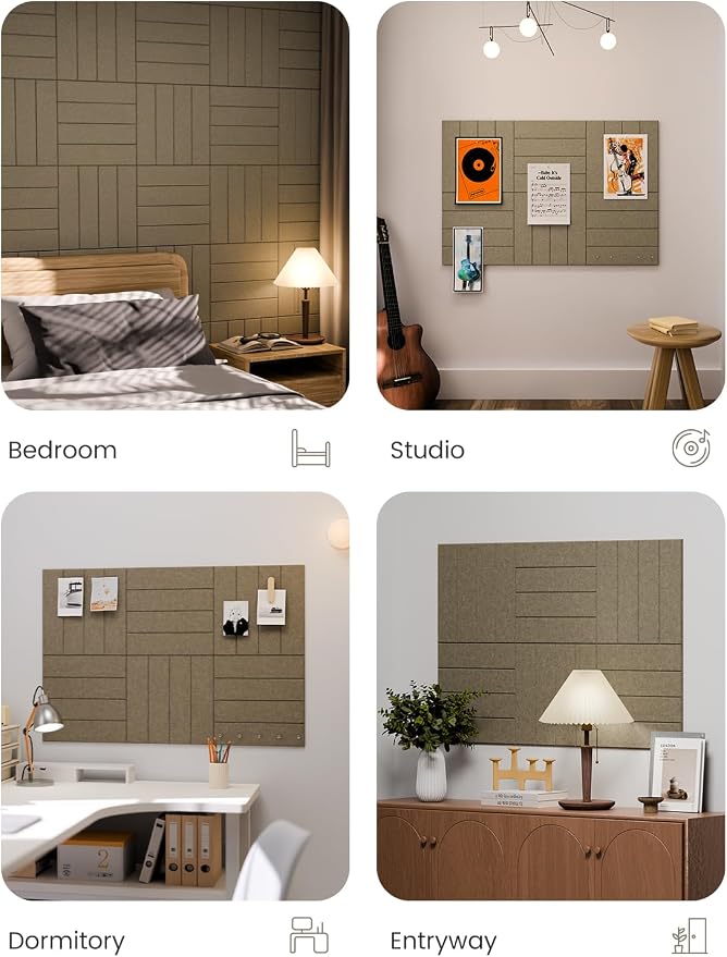Fluxynara 36" x 24" Large Felt Bulletin Board, Earth Brown | 6 Pack Cork Board Alternative with 30 Safe Adhesive Tabs, Pin Boards for Wall Decor, Home, Office, Classroom,Dorm
